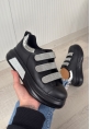 LQZ Shoes Elika Siyah Cilt Simli Cırt Cırtlı Spor Ayakkabı