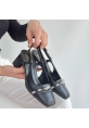 LQZ Shoes Elliy Siyah Cilt Topuklu Ayakkabı