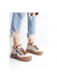 LQZ Shoes Elwa Bej Cilt Taba Tabanlı Bağcıklı Spor Ayakkabı