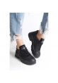 LQZ Shoes Elwa Siyah Cilt Bağcıklı Spor Ayakkabı