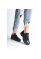LQZ Shoes Elwa Siyah Cilt Bağcıklı Spor Ayakkabı