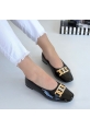 LQZ Shoes Embor Siyah Rugan Babet Ayakkabı