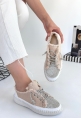 LQZ Shoes Enber Bej Kot Bağcıklı Spor Ayakkabı