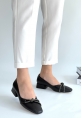 LQZ Shoes Estay Siyah Cilt Topuklu Ayakkabı