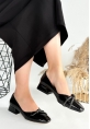LQZ Shoes Estay Siyah Rugan Topuklu Ayakkabı