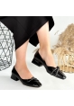LQZ Shoes Estay Siyah Rugan Topuklu Ayakkabı