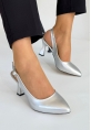 LQZ Shoes Ester Gri Cilt Topuklu Ayakkabı