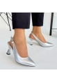 LQZ Shoes Ester Gri Cilt Topuklu Ayakkabı