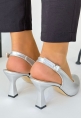 LQZ Shoes Ester Gri Cilt Topuklu Ayakkabı