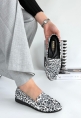LQZ Shoes Ezon Zebra Cilt Babet Ayakkabı