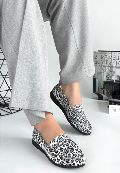LQZ Shoes Ezon Zebra Cilt Babet Ayakkabı