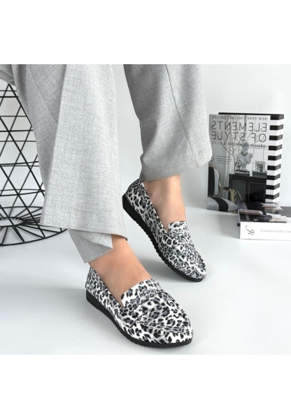 LQZ Shoes Ezon Zebra Cilt Babet Ayakkabı