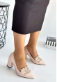 LQZ Shoes Farye Bej Cilt Topuklu Ayakkabı