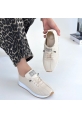 LQZ Shoes Fiert Bej Cilt Bağcıklı Spor Ayakkabı