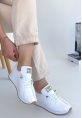 LQZ Shoes Fiert Beyaz Cilt Bağcıklı Spor Ayakkabı