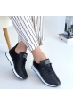 LQZ Shoes Fiert Siyah Cilt Bağcıklı Spor Ayakkabı