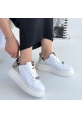 LQZ Shoes Gasta Beyaz Cilt Gümüş Detaylı Bağcıklı Spor Ayakkabı