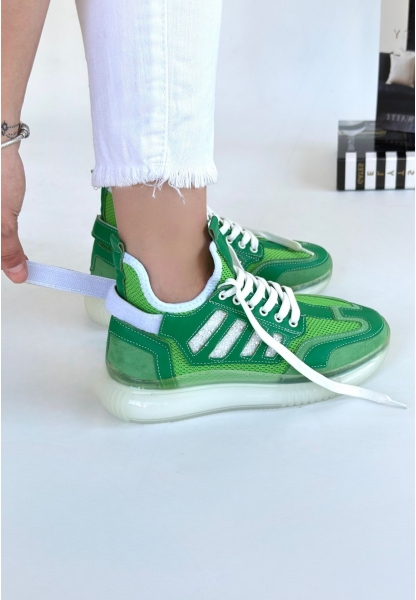 LQZ Shoes Giwen Yeşil Süet Bağcıklı Spor Ayakkabı