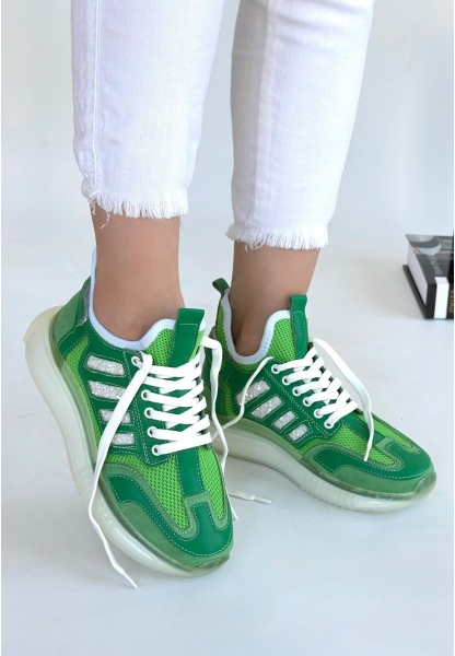 LQZ Shoes Giwen Yeşil Süet Bağcıklı Spor Ayakkabı