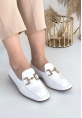 LQZ Shoes Guart Beyaz Rugan Babet Ayakkabı