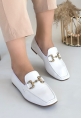 LQZ Shoes Guart Beyaz Rugan Babet Ayakkabı