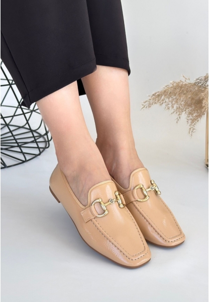 LQZ Shoes Guart Nude Rugan Babet Ayakkabı