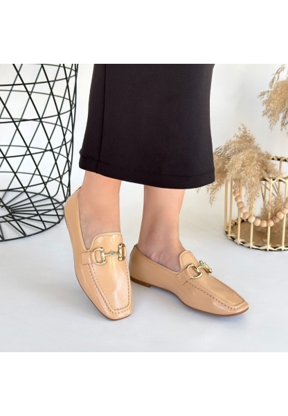 LQZ Shoes Guart Nude Rugan Babet Ayakkabı