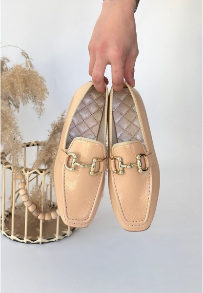 LQZ Shoes Guart Nude Rugan Babet Ayakkabı