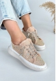 LQZ Shoes Guja Bej Kot Bağcıklı Spor Ayakkabı