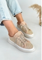 LQZ Shoes Guja Bej Kot Bağcıklı Spor Ayakkabı