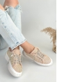 LQZ Shoes Guja Bej Kot Bağcıklı Spor Ayakkabı