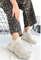 LQZ Shoes Henta Bej Triko Bağcıklı Spor Ayakkabı