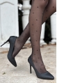 LQZ Shoes Hillar Siyah Saten Stiletto Ayakkabı