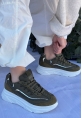 LQZ Shoes Imkea Yeşil Süet Gümüş Detaylı Spor Ayakkabı