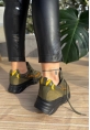 LQZ Shoes Imkea Yeşil Süet Turuncu Detaylı Spor Ayakkabı