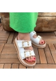 LQZ Shoes Jalli Beyaz Cilt Terlik
