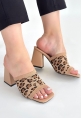 LQZ Shoes Janji Nude Triko Desenli Topuklu Terlik