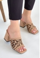 LQZ Shoes Janji Nude Triko Desenli Topuklu Terlik