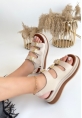 LQZ Shoes Jatay Bej Cilt Sandalet