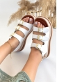 LQZ Shoes Jatay Beyaz Cilt Sandalet