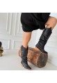 LQZ Shoes Jeoni Siyah Cilt Topuklu Çizme