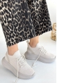 LQZ Shoes Jindy Bej Triko Bağcıklı Spor  Ayakkabı