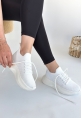 LQZ Shoes Jindy Beyaz Triko Bağcıklı Spor  Ayakkabı
