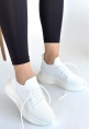 LQZ Shoes Jindy Beyaz Triko Bağcıklı Spor  Ayakkabı