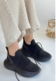 LQZ Shoes Jindy Siyah Triko Bağcıklı Spor  Ayakkabı