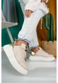 LQZ Shoes Jista Bej Cilt Bağcıklı Spor Ayakkabı