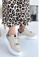 LQZ Shoes Jista Bej Cilt Gümüş Detaylı Bağcıklı Spor Ayakkabı