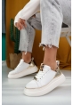 LQZ Shoes Jista Beyaz Cilt Bağcıklı Spor Ayakkabı