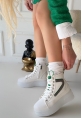 LQZ Shoes Joila Beyaz Cilt Yeşil Detaylı Bot