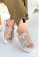 LQZ Shoes Juana Bej Nubuk Taşlı Terlik